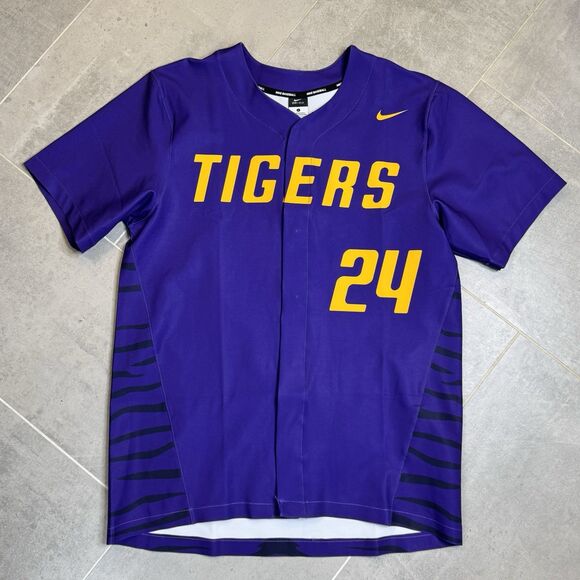LSU Tigers Baseball Jersey Nike Dri-Fit Men’s Large Purple Yellow SEC NCAA - Picture 1 of 8